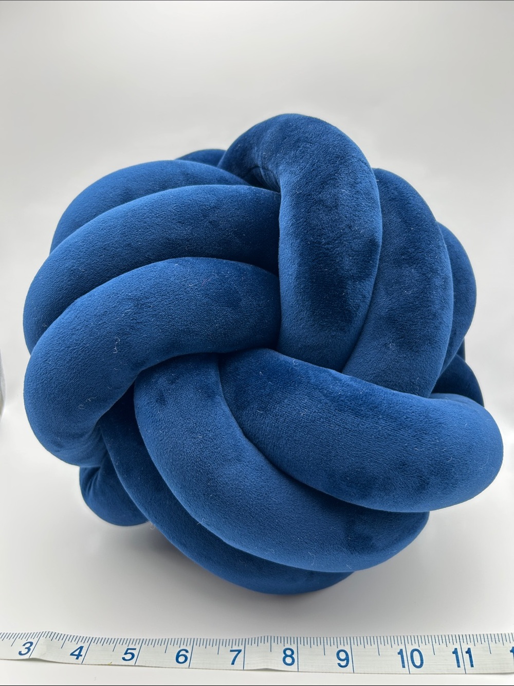 Plush Knot Ball Throw Pillow in Cobalt Blue 11inch EUC
